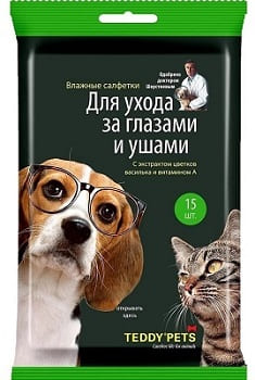 Teddy Pets гигиенические салфетки для ушей собак и кошек